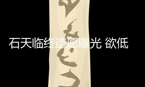 低调搞追曝光遗愿 欲处理临终石天身后事拒思会